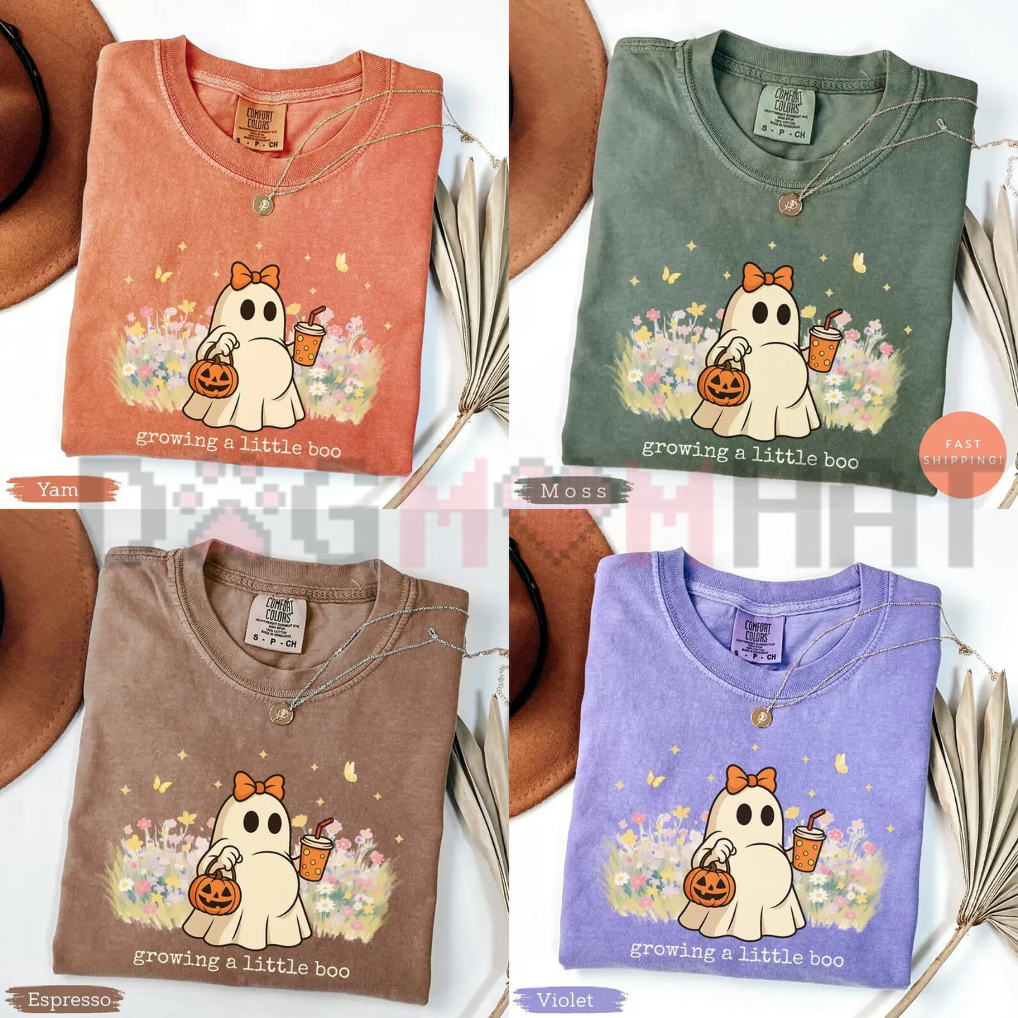 Little Pumpkin Bump Graphic Tee - Growing A Little Boo Halloween Comfort Colors Pregnancy Shirt