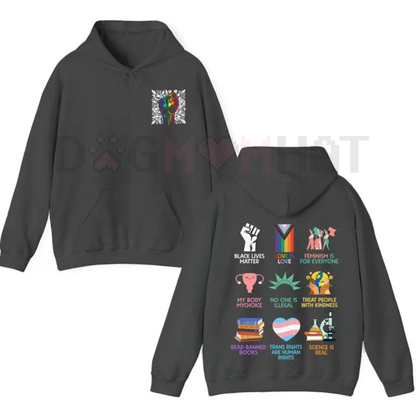 Human Rights 2 Sides Hoodie – Love Is Love Hoodie, Pride Month Hoodie, LGBTQ+ Ally Apparel, Unisex Comfort Pullover