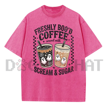 "Scream & Sugar Ghost Coffee" Retro Graphic T-Shirt