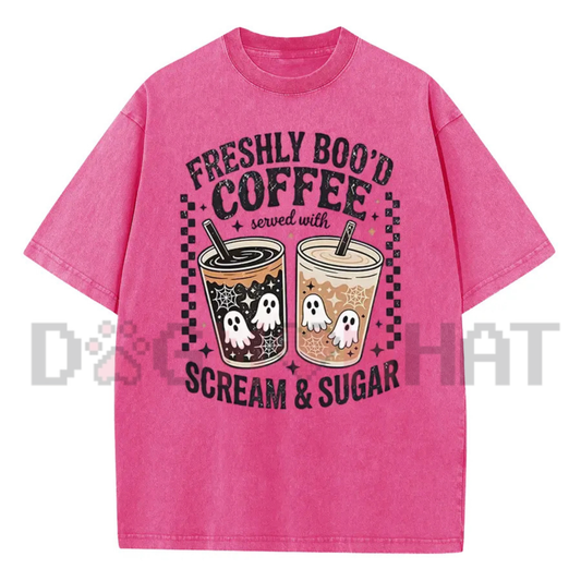 "Scream & Sugar Ghost Coffee" Retro Graphic T-Shirt