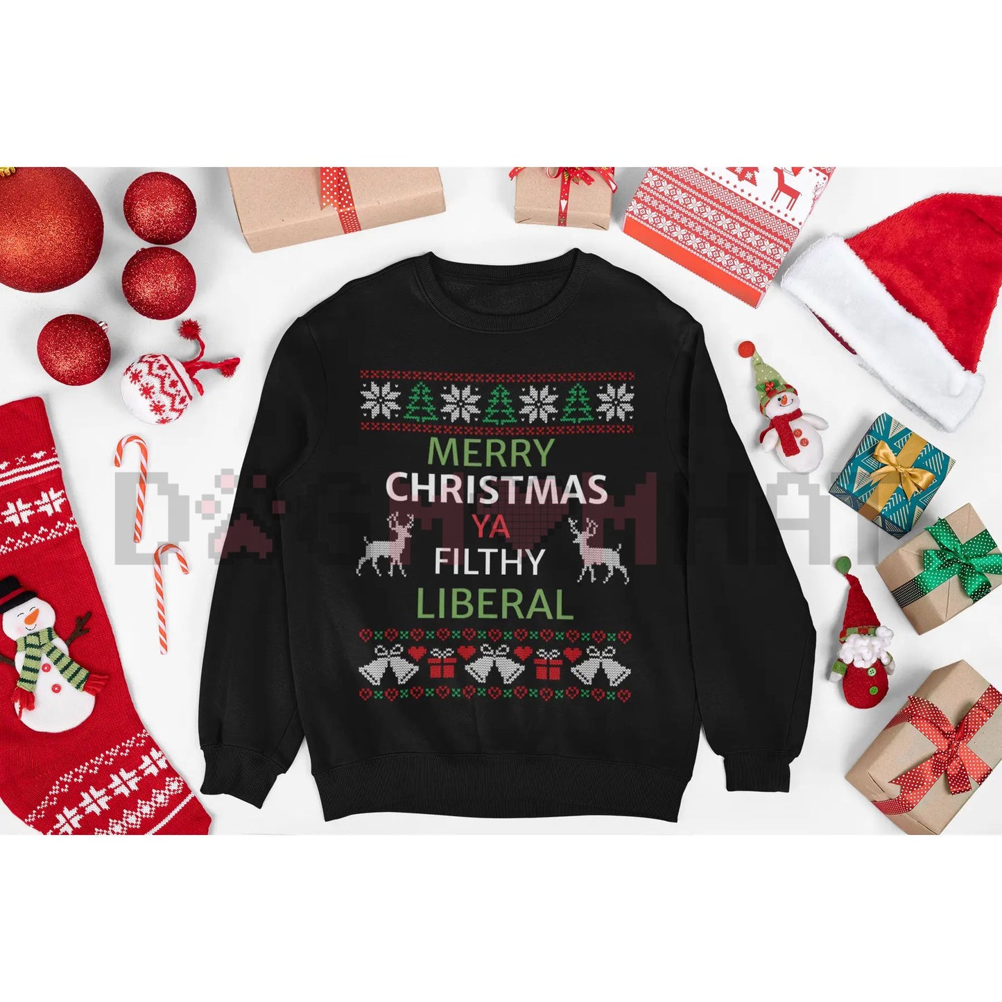 Merry Christmas Lib Funny Sweater: Funny Christmas Gag Gift Sweatshirt, Liberal Holiday Humor Pullover