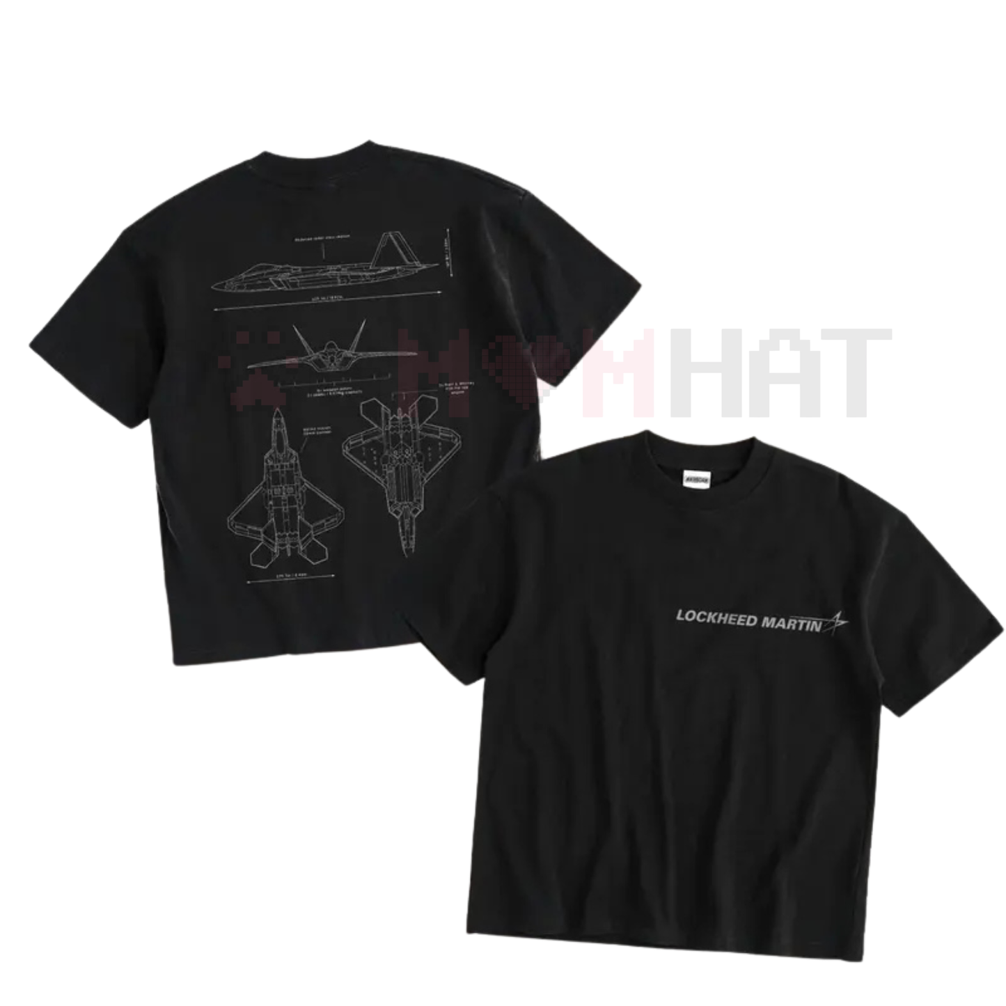 WARBORN F-22 Raptor Blueprint Double Sides T-Shirt – Vintage Lockheed Martin Graphic Tee