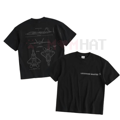 WARBORN F-22 Raptor Blueprint Double Sides T-Shirt – Vintage Lockheed Martin Graphic Tee