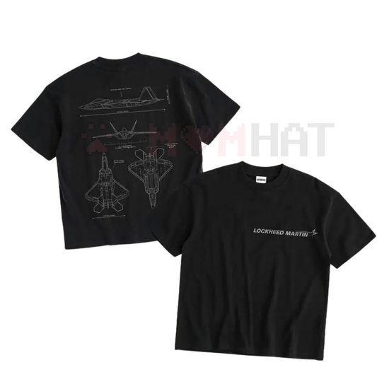 WARBORN F-22 Raptor Blueprint Double Sides T-Shirt – Vintage Lockheed Martin Graphic Tee