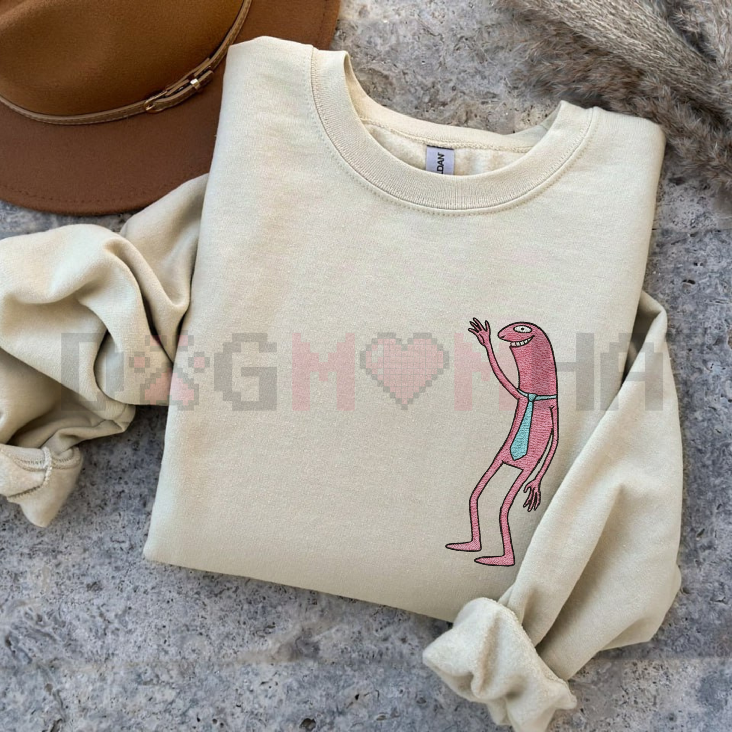 Pim & Charlie Smiling Friends Embroidered Crewneck