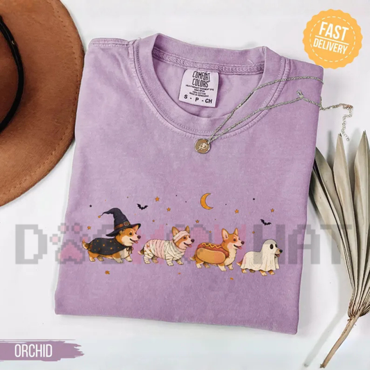 Halloween Corgi Comfort Colors® Shirt - Cute Spooky Season Corgi Dog Graphic Tee