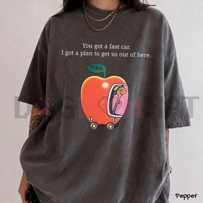 Comfort Colors® Fast Car T-Shirt - Retro Apple Car Graphic Tee & Tracy Chapman Inspired Road Trip Shirt