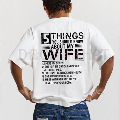 5 Things You Should Know About My Wife T-Shirt – Funny Husband Graphic Tee