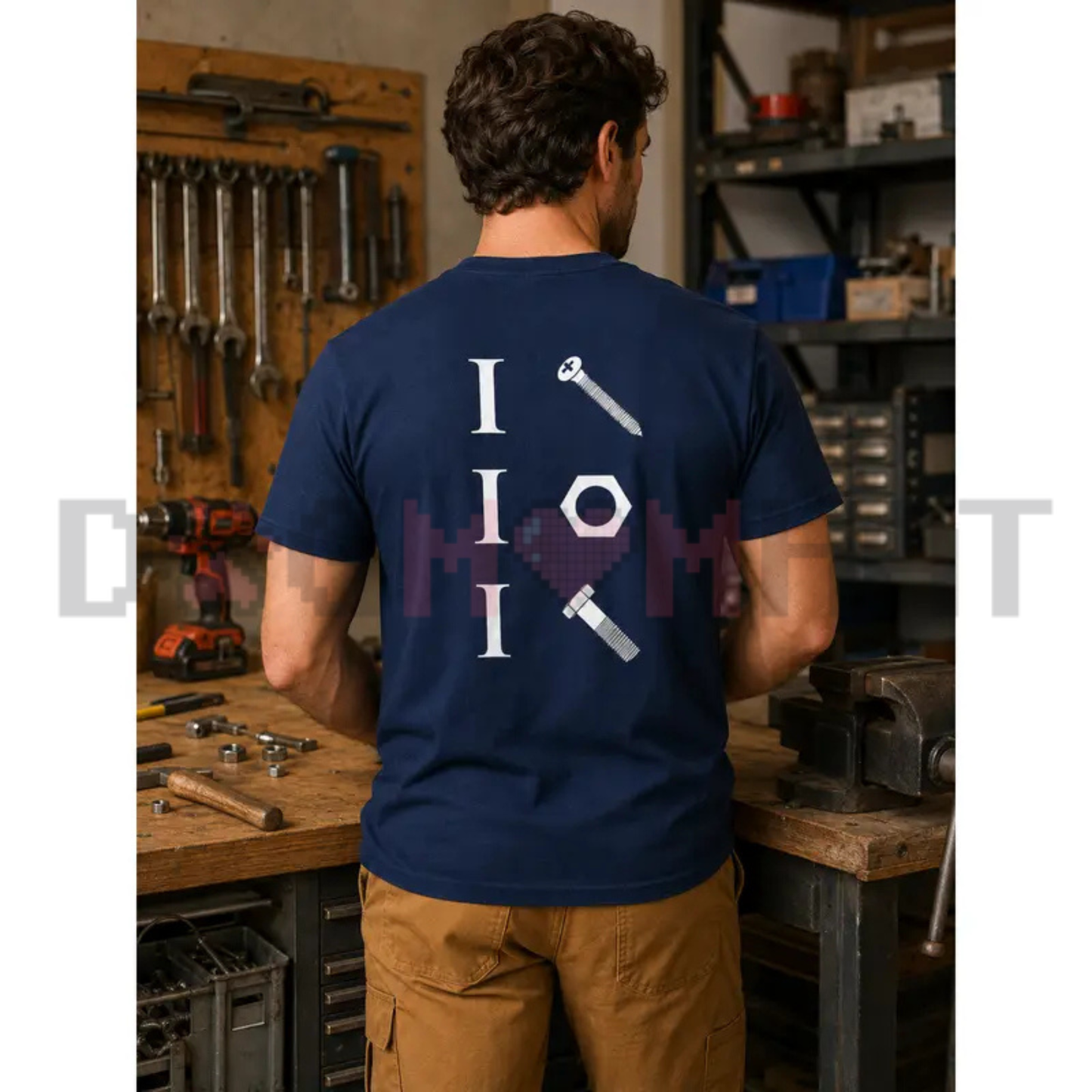 Screws Nuts And Bolts Funny Mechanic Graphic Tee - Navy Cotton Unisex Mechanic Dad Repair Tool T-Shirt