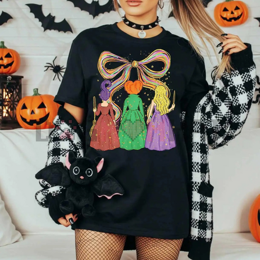 Witchy Halloween Shirt – Sanderson Sister T-Shirt, Coquette Bow, Salem Witches Retro Fall Outfit