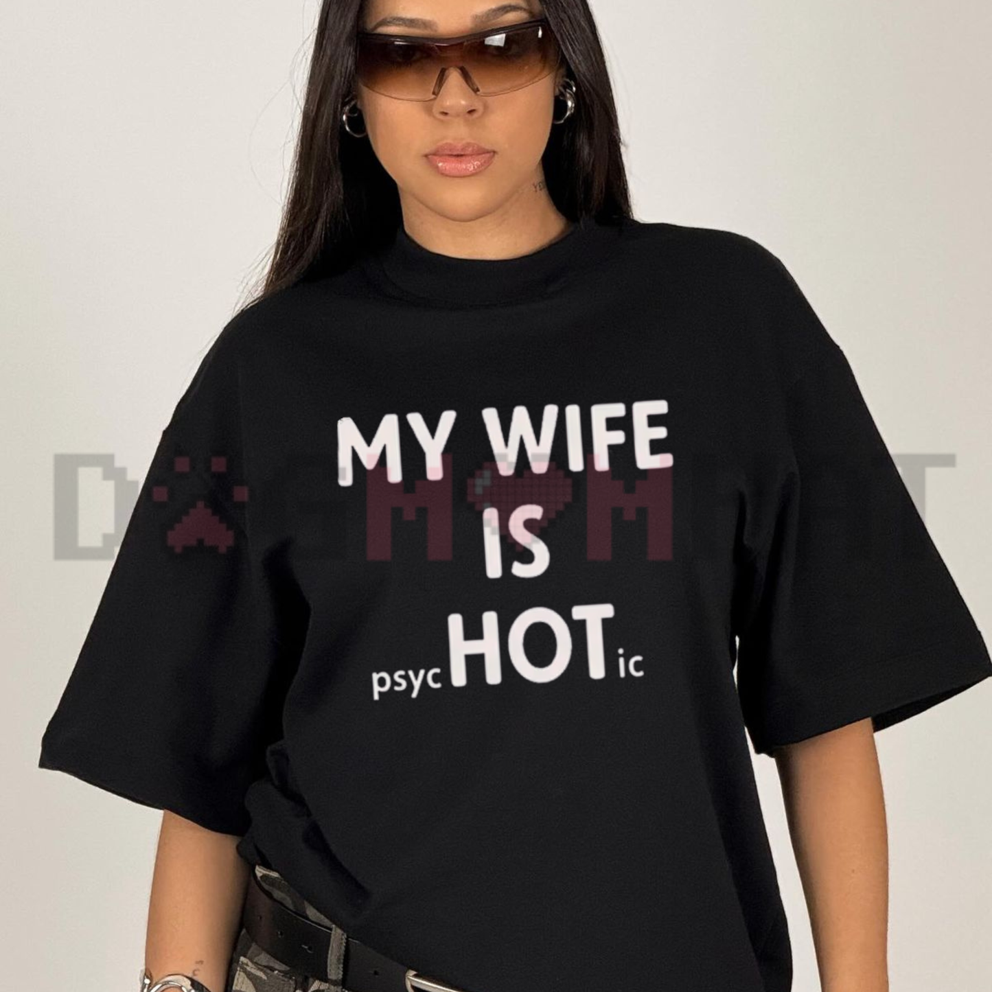 "Sturdy Husband" "My Wife Is Crazy" Funny Slogan Graphic T-Shirt - Self-Deprecating Marriage Humor Tee