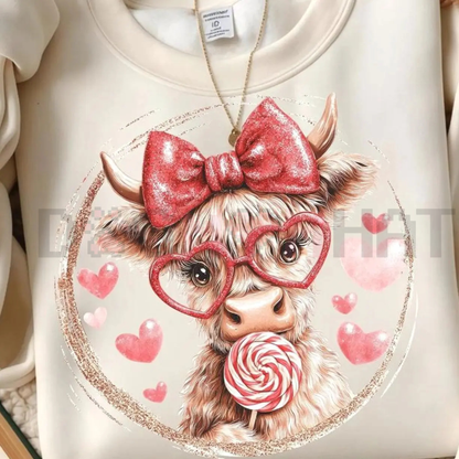 Retro Valentine Highland Cow Sweatshirt