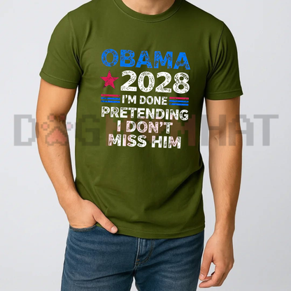 Obama 2028 Don't Miss Him Retro Political Graphic T-Shirt