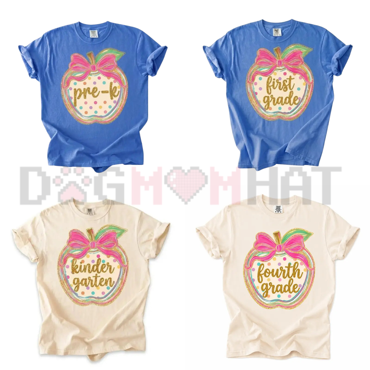 Comfort Colors First Day of School Teacher Shirt - Pink Gingham Apple Tee
