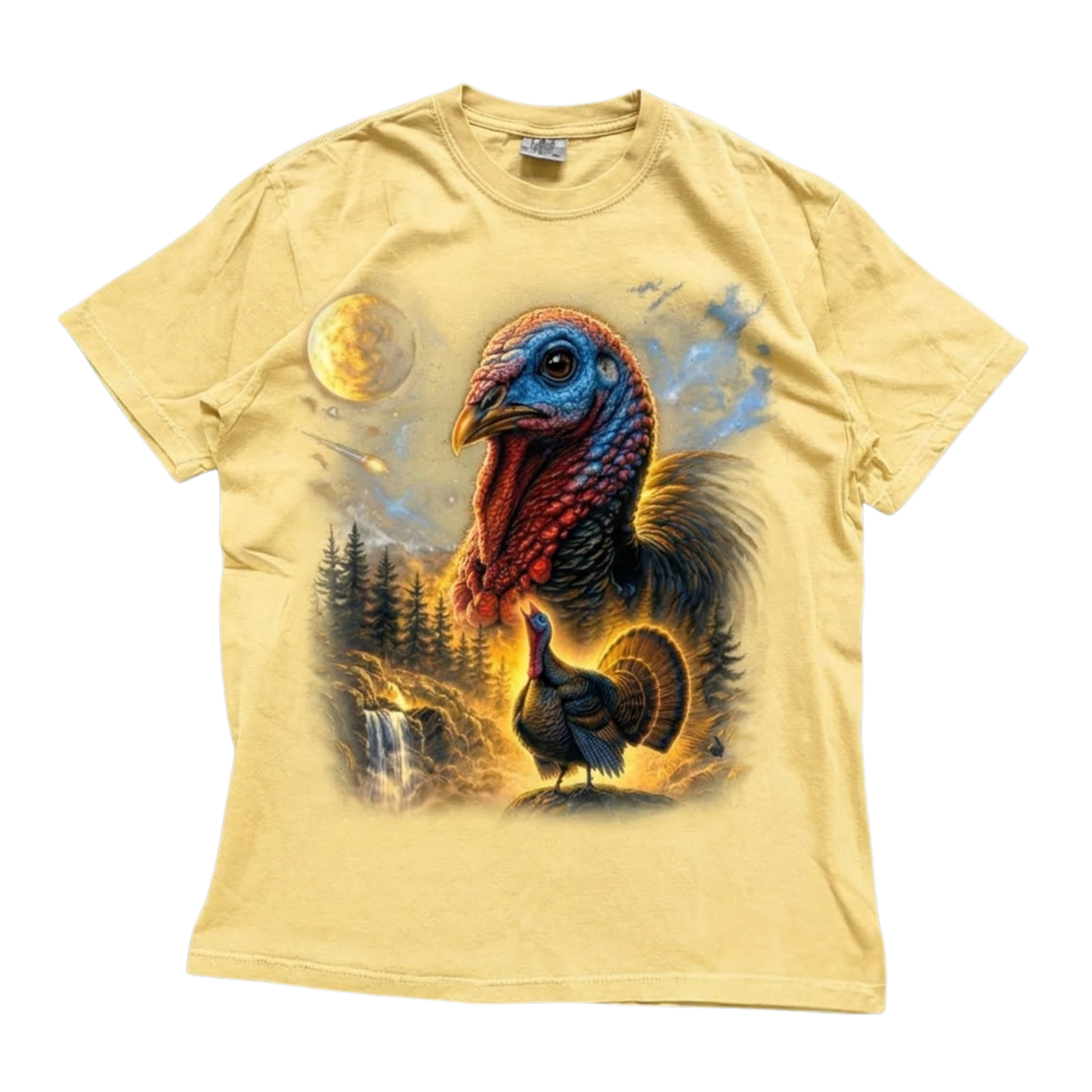 Vintage Turkey Howling To The Moon Graphic T-Shirt