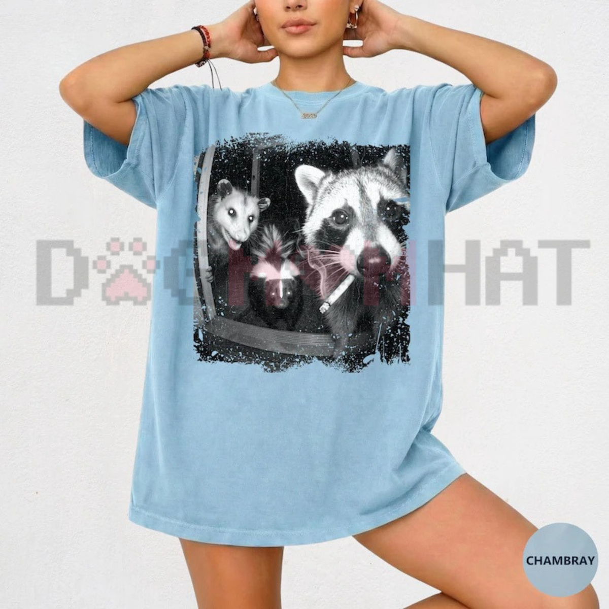 Bog Bound Tee – "Trash Panda Night Crew" Funny Raccoon Opossum Skunk Graphic Shirt