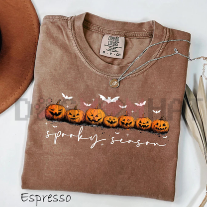 Comfort Colors® Spooky Season Pumpkins Halloween T-Shirt - Ghost Bat Graphic Tee