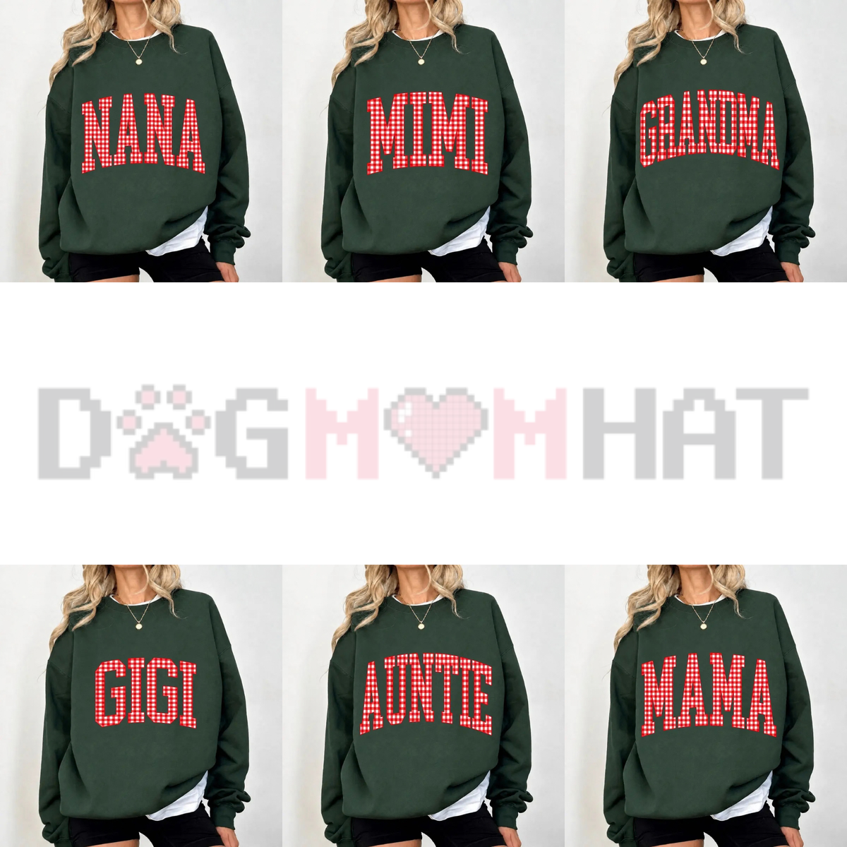 Customizable MAMA Gingham Christmas Graphic Sweatshirt
