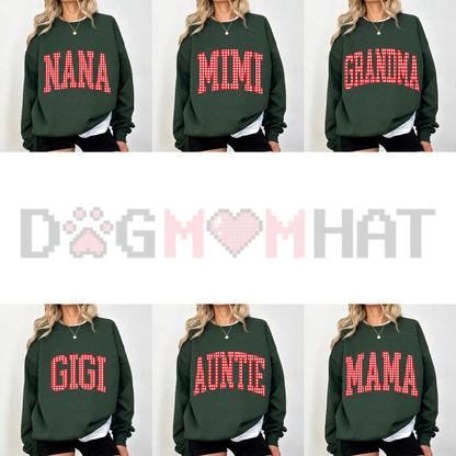 Customizable MAMA Gingham Christmas Graphic Sweatshirt