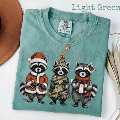 Festive Raccoon Family T-Shirt