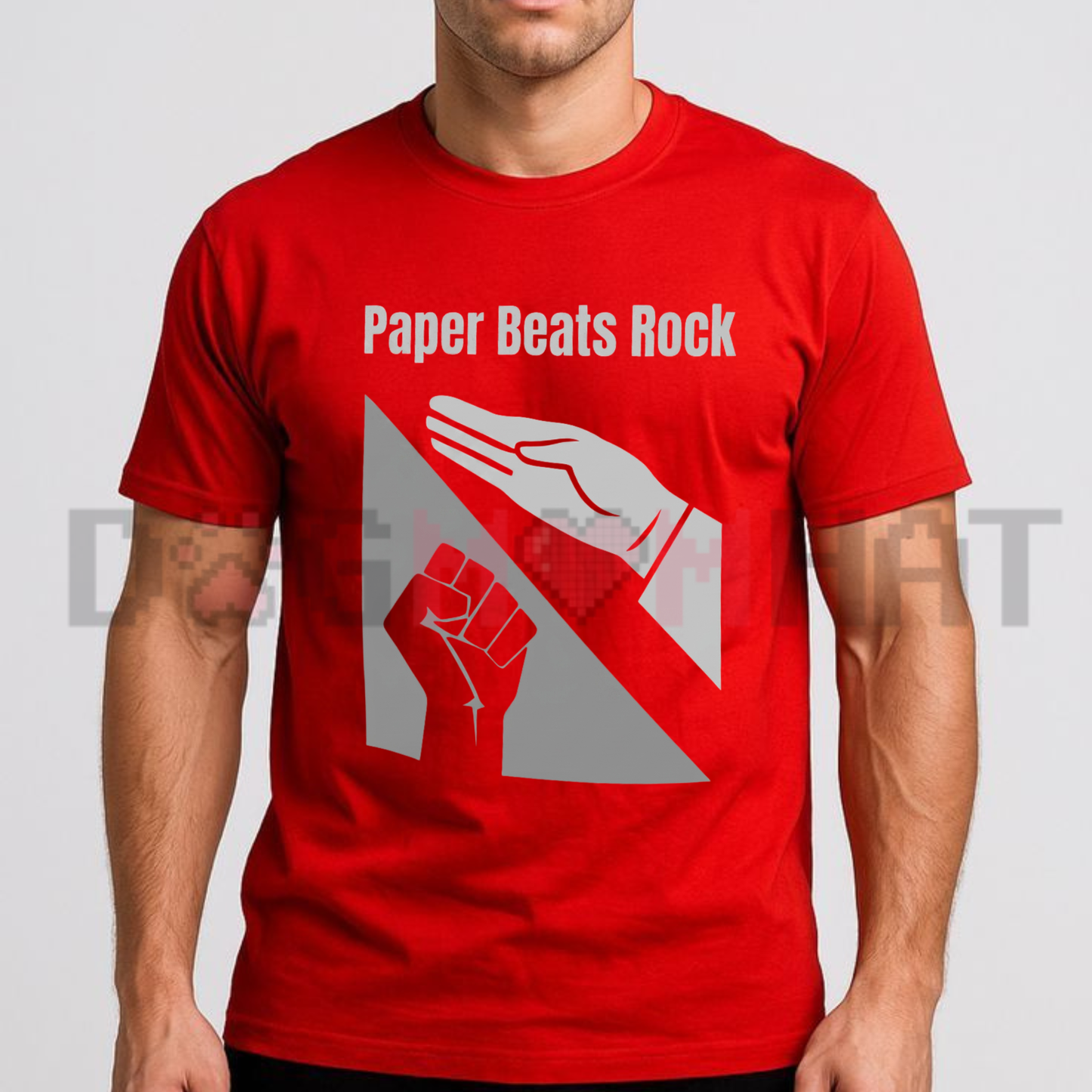 "Paper Beats Rock" Graphic T-Shirt - Funny Rock Paper Scissors Unisex Cotton Tee