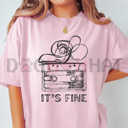 It's Fine Retro Cassette Tape Graphic Tee - Funny 80s 90s Music Vintage Cotton Unisex T-Shirt