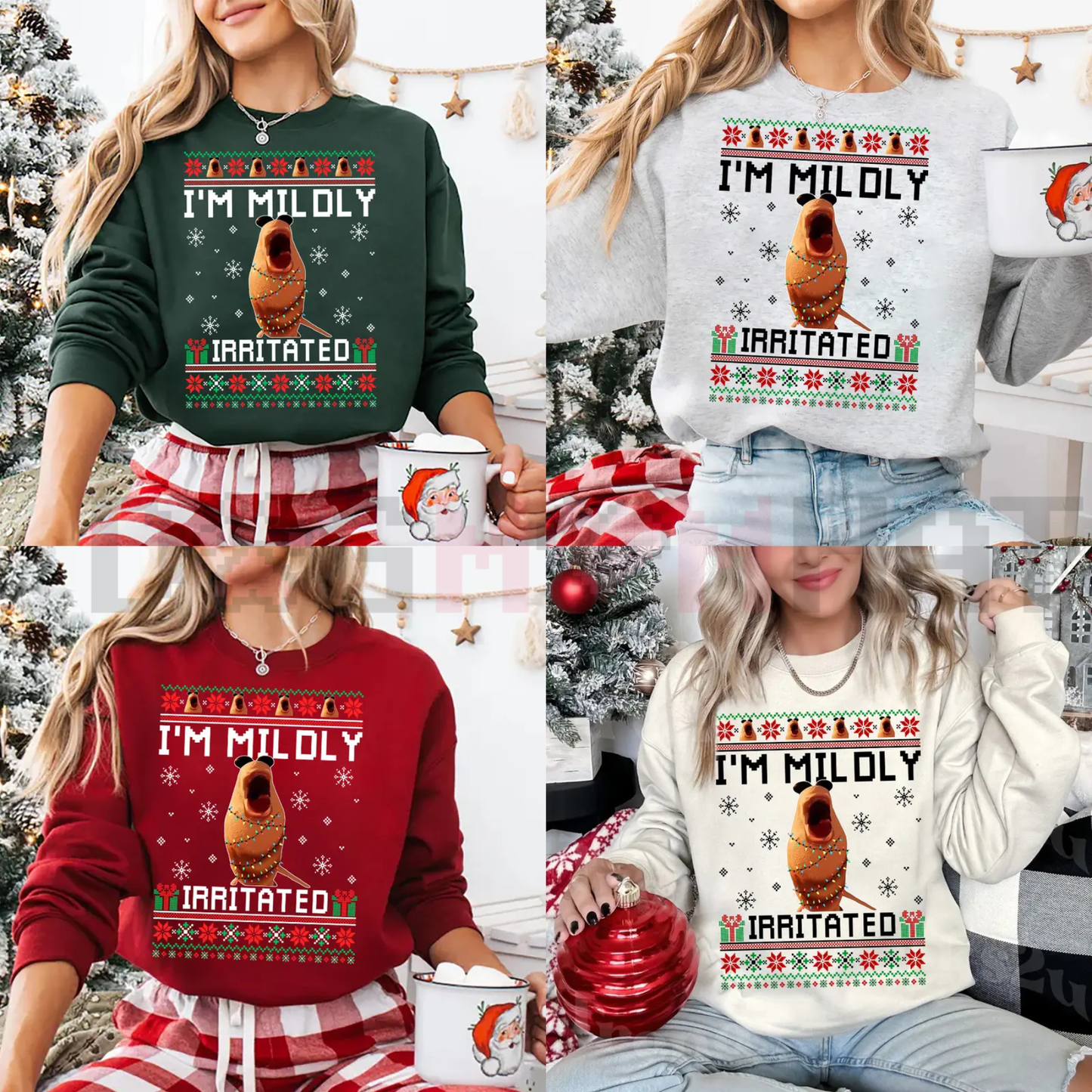 "Mildly Irritated" Funny Meme Ugly Christmas Sweatshirt