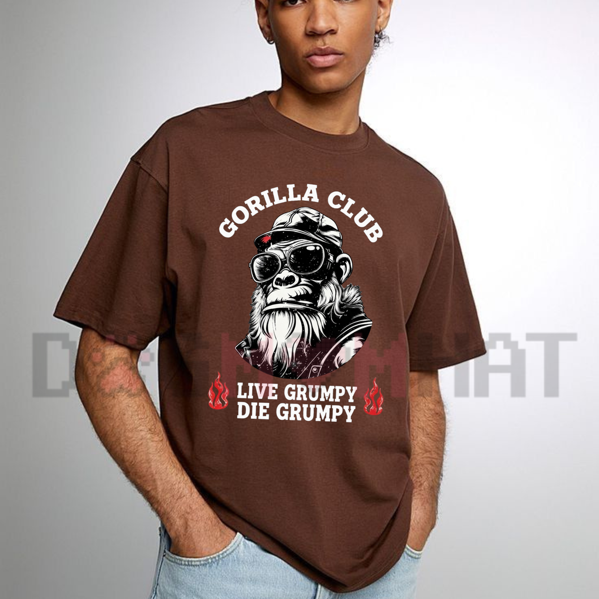 "Gorilla Club Retro Flame" Graphic T-Shirt