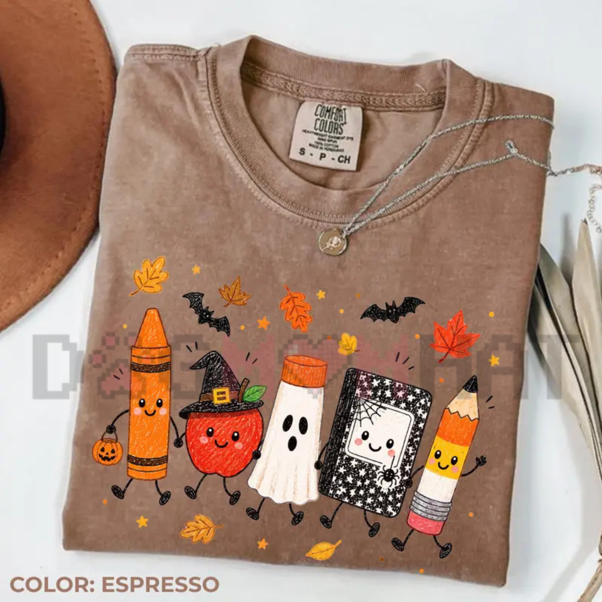 "Cute Spooky School Doodles Ghost Teacher" Halloween T-Shirt