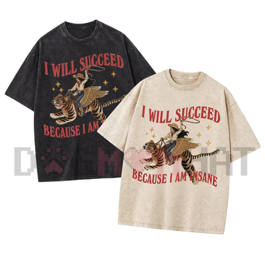 Acid Wash Surreal Winged Tiger Art Streetwear T-Shirt