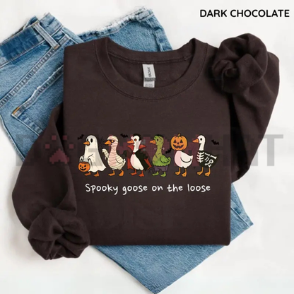 Spooky Goose on the Loose Sweatshirt - Funny Cute Halloween Fall Apparel