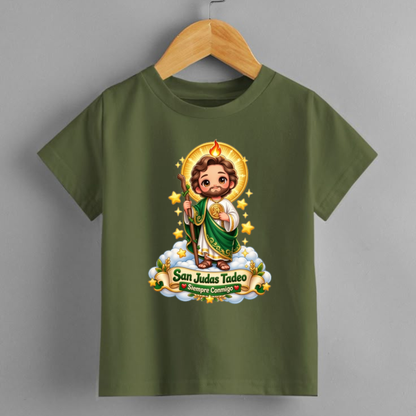 San Judas Tadeo Siempre Conmigo Cute Chibi Cartoon T-Shirt – Kids Graphic Tee