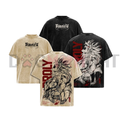 Battle Beast Rampage Anime Graphic Tee - Super Saiyan Berserker Double-Printed Heavy Cotton Oversized Streetwear Shirt