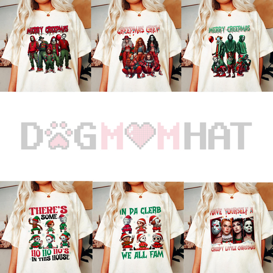 Merry Creepmas T-Shirt – Chibi Christmas & Halloween Movie Characters Tee, Unisex Holiday Cotton Top