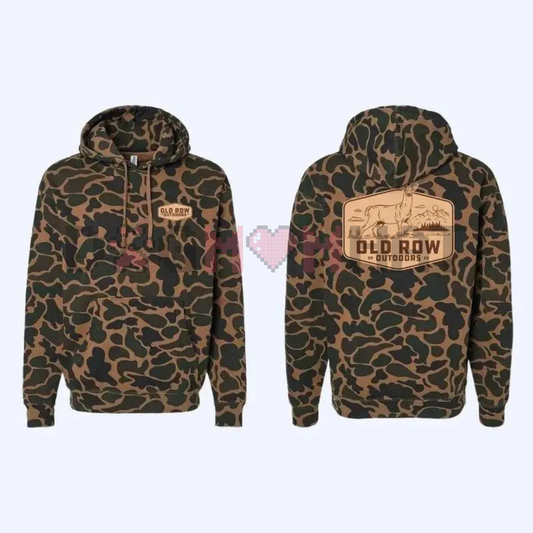 Deer Badge Vintage Camo Hoodie by Old Row Outdoors – Southern Lifestyle Hunting & Outdoor Pullover,