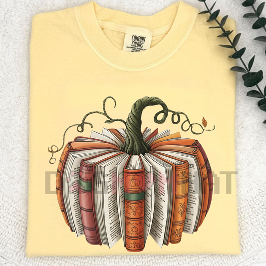 Fall Pumpkin Made With Books – Ready To Press Transfer, Halloween T-Shirt Design