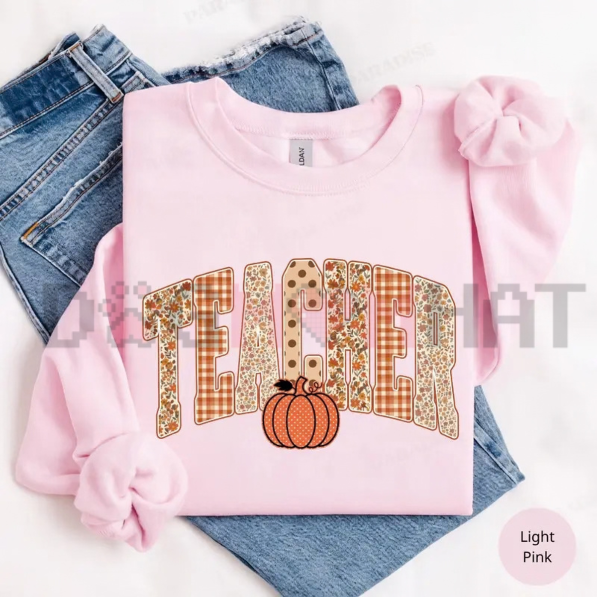 Retro Pumpkin Gingham Fall Teacher Graphic T-Shirt