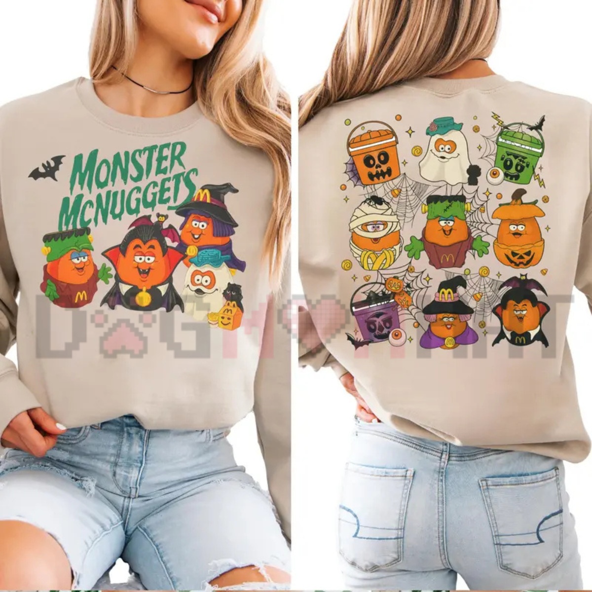 McNuggets Buddies 2-Sided Spooky Sweatshirt – Vintage Halloween Nugget Crewneck