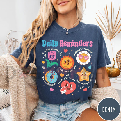 "Daily Reminders" Retro Floral Mental Health Graphic T-Shirt