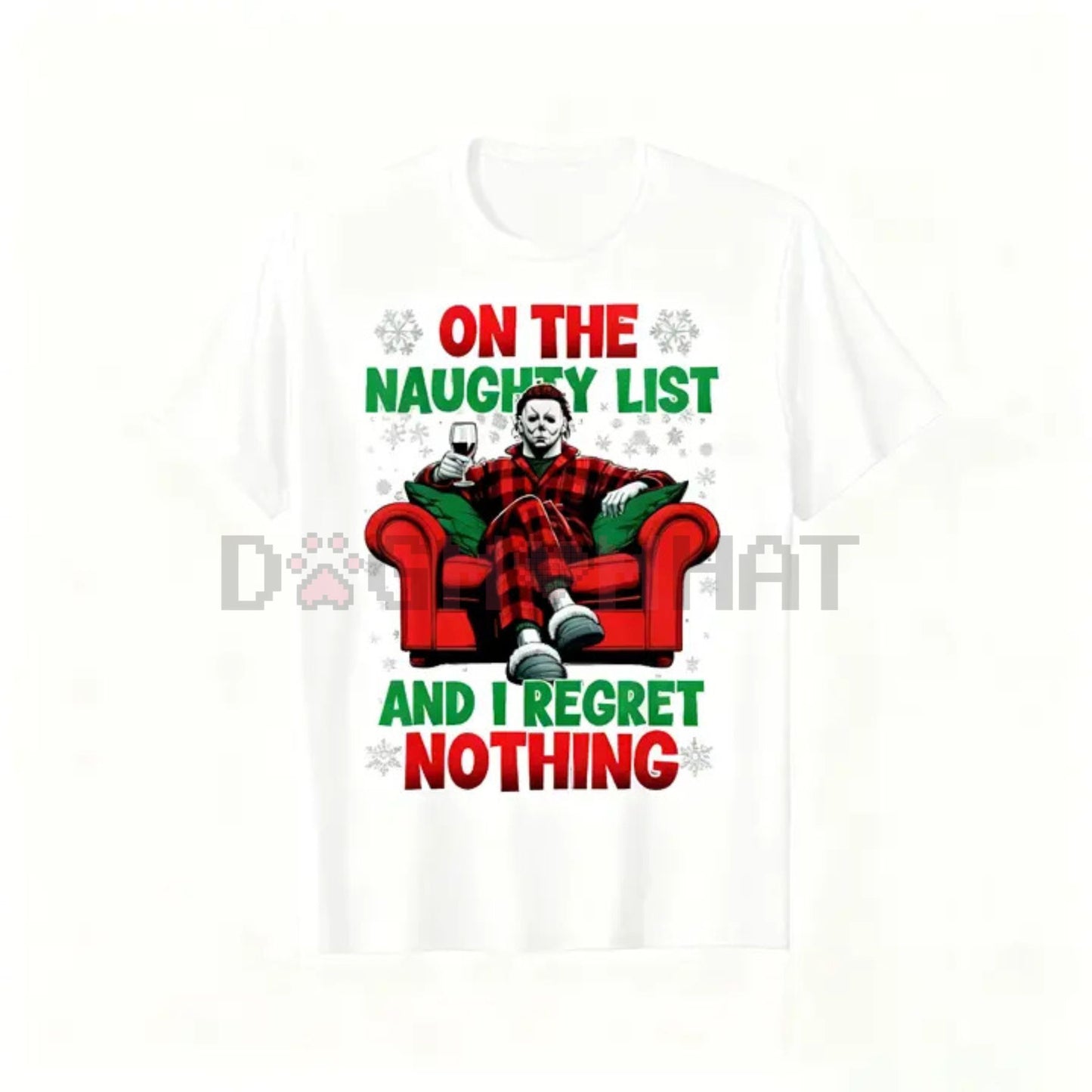 Men's Horror Christmas 'Naughty List' Dark Humor T-Shirt