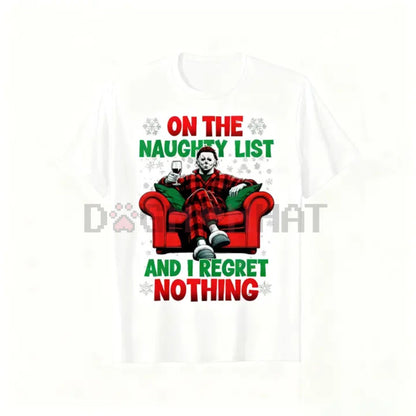 Men's Horror Christmas 'Naughty List' Dark Humor T-Shirt
