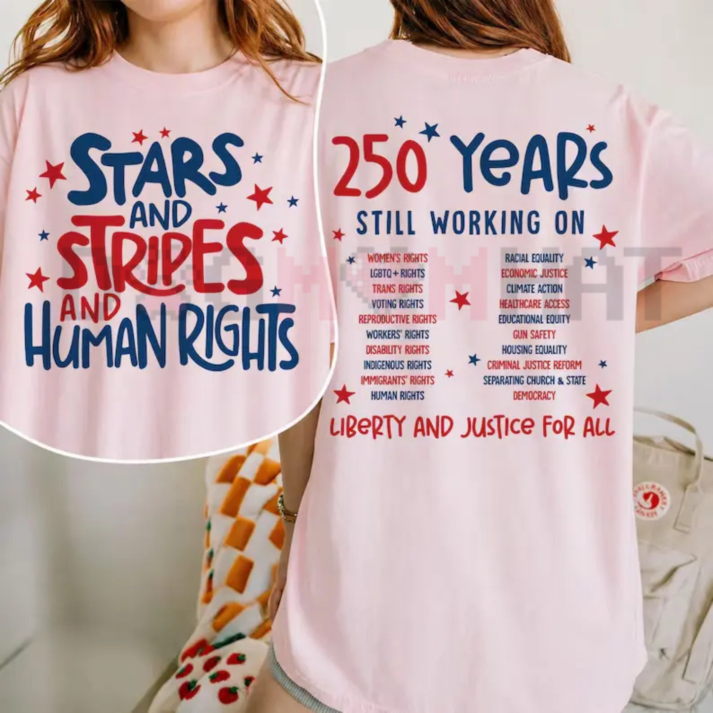 Stars, Stripes & Human Rights Double-Sided Tee