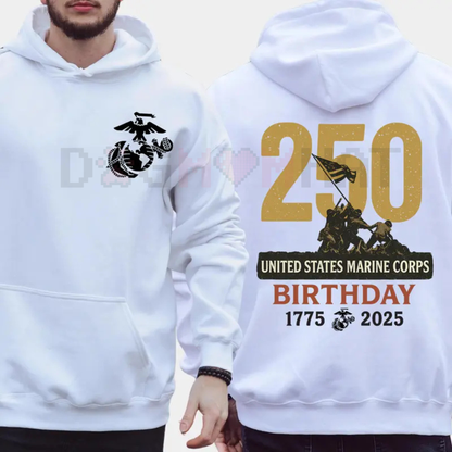 Marines 250th Birthday Hoodie – USMC 250 Year Anniversary Pullover