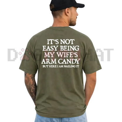 Heavy Duty Trophy Husband Graphic Tee - Funny Wife's Arm Candy Sarcastic Unisex Pure Cotton Shirt