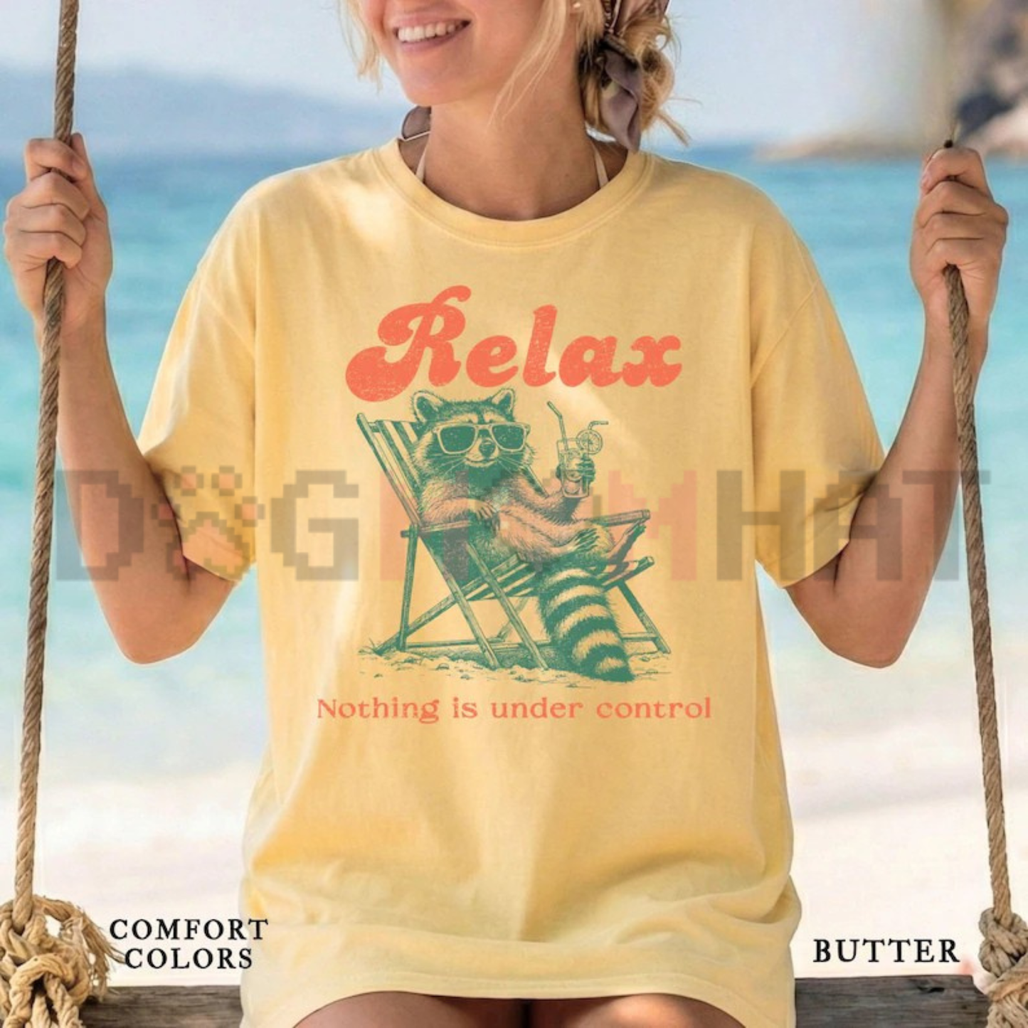 Relax Nothing Is Under Control Raccoon Graphic Tee - Retro 90s Vintage Trash Panda Cotton Unisex T-Shirt
