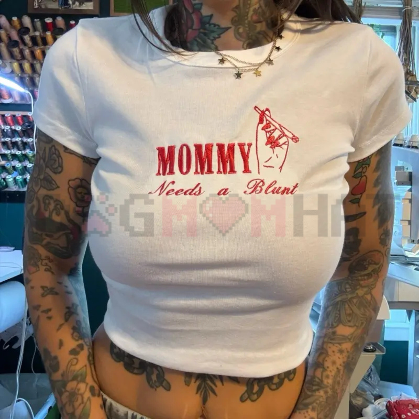 "Cannamom Club" Custom Embroidered Top