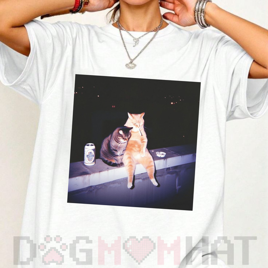 Cat Smoking Graphic Tee – Ironic Animal Humor Shirt