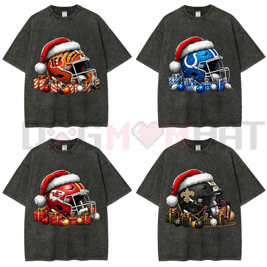 Football Team Print Washed T-Shirt