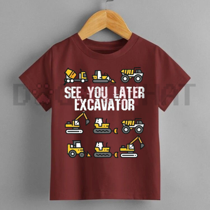 Big Dig Farewell Rhyme Graphic Tee - Cute See You Later Excavator Kids Heavy Cotton Construction Shirt