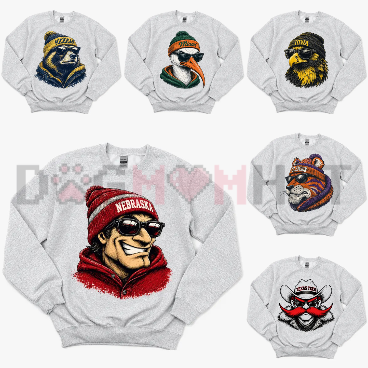 Gridiron Spirit Animal City Graphic Sweatshirt - Retro College Game Day Pullover Classic Sports Apparel